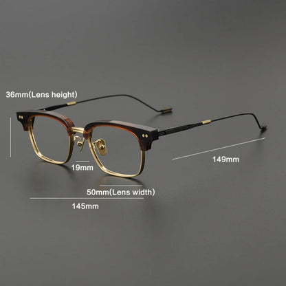 Korean Titanium Acetate Browline Square Eyeglasses