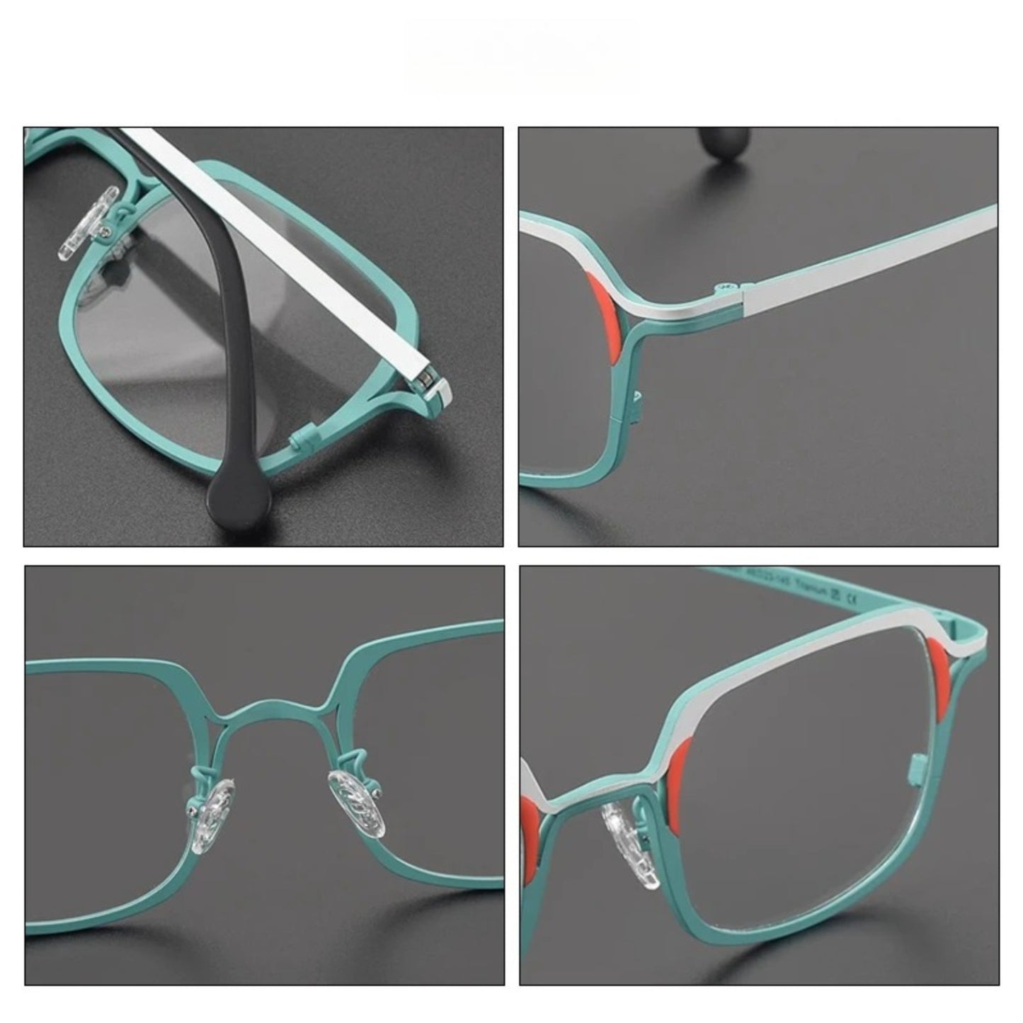 Titanium Colour-Outline Square Prescription Eyeglasses