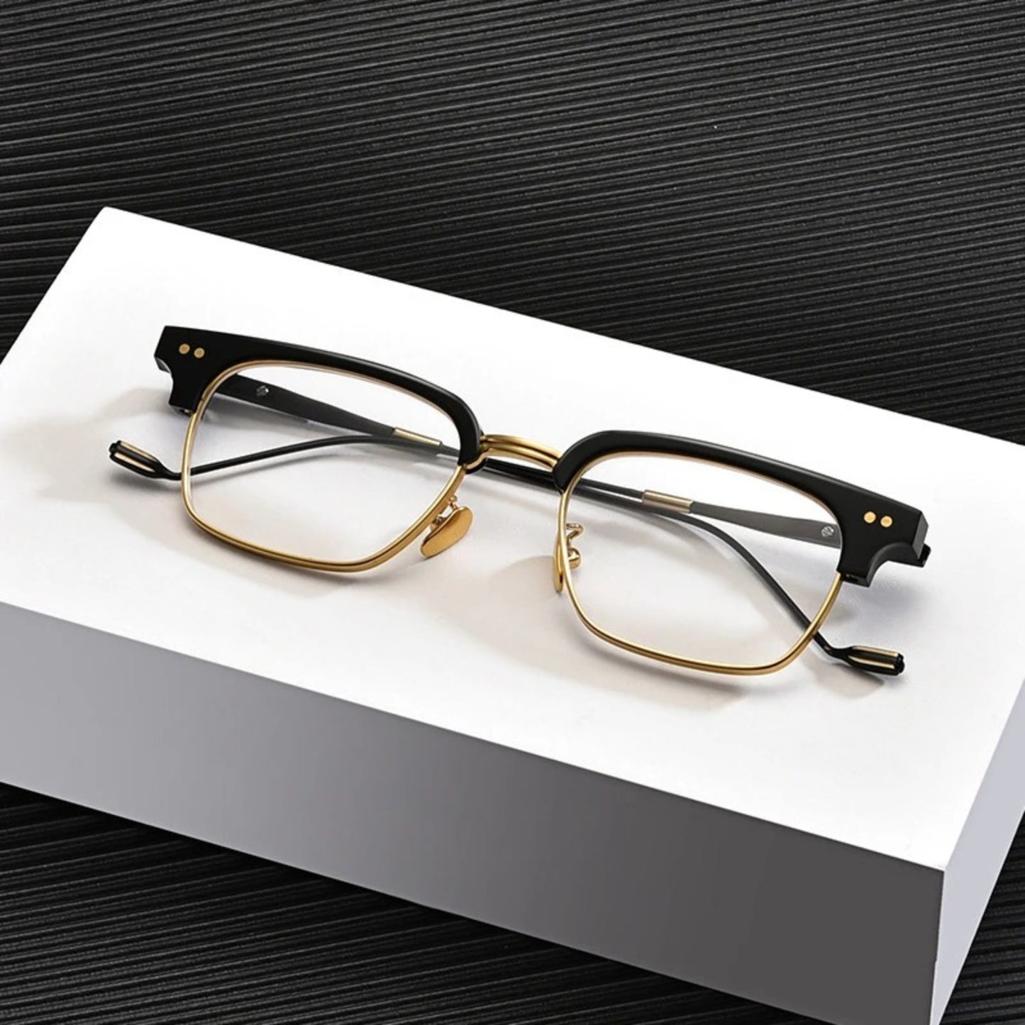 Acetate Transparent Half-Rim Square Prescription Eyeglasses