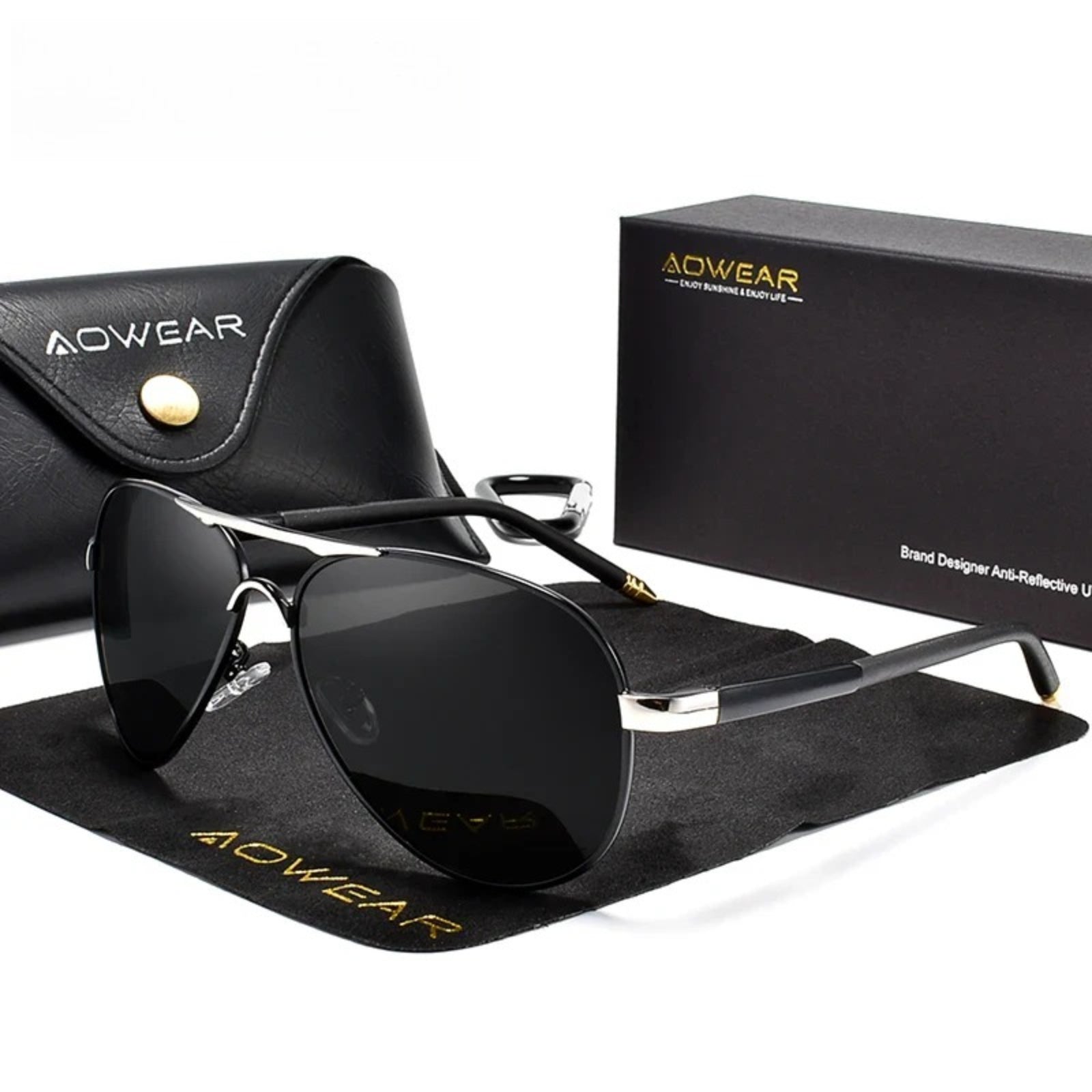 Pilot Polarized Mirror UV400 Sunglasses | HD Driving Aviator Shades – CINILY UK - Black