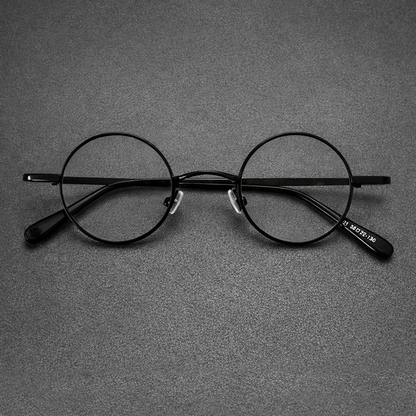 Vintage 38mm Small Round Metal Eyeglass Frames with Spring Hinges side view