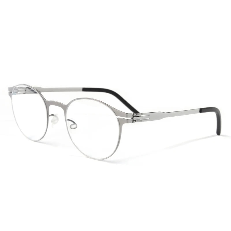 Stainless Steel Screwless Round Eyeglasses