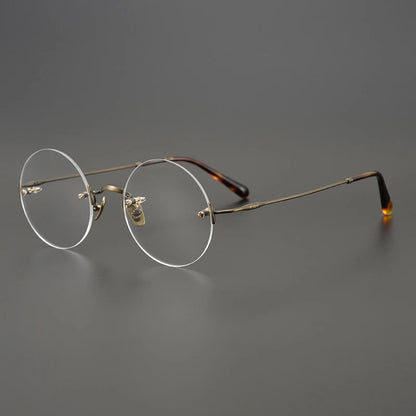 Titanium Rimless Round Prescription Eyeglasses | Ultra-Light Optical Frame for Rx Lenses – CINILY UK side view