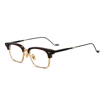 Acetate Transparent Half-Rim Square Prescription Eyeglasses | Vintage Browline Rx Glasses – CINILY UK frame detail