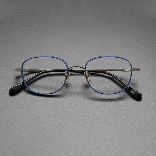 Titanium Blue Square Prescription Eyeglasses