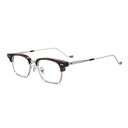 Acetate Transparent Half-Rim Square Prescription Eyeglasses | Vintage Browline Rx Glasses – CINILY UK