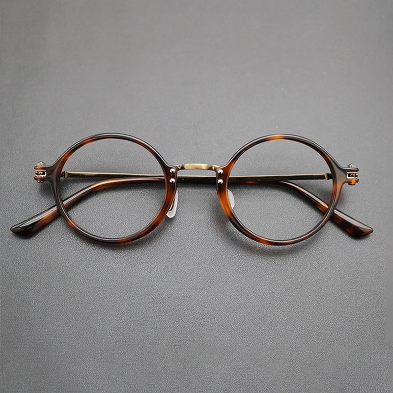 Titanium Acetate Round Prescription Eyeglasses | Retro Optical Frame for Rx Lenses – CINILY UK - Tortoise