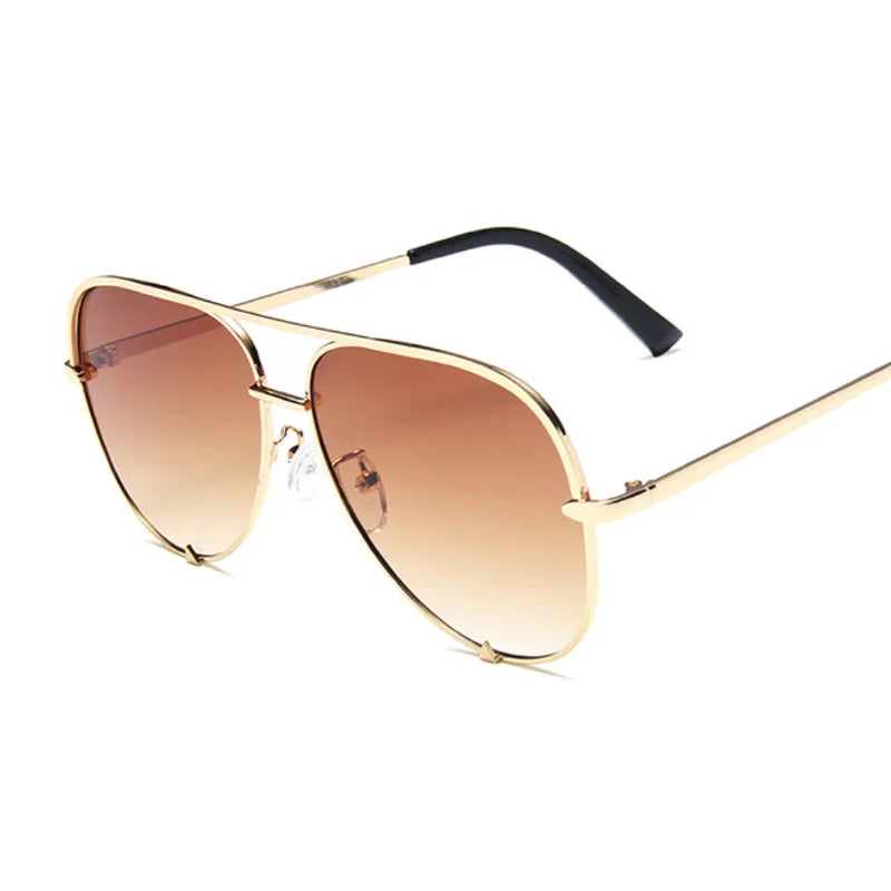 Alloy Aviator Gradient Mirror Sunglasses
