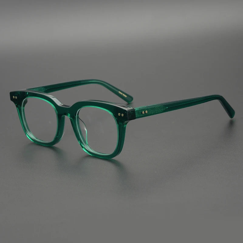 Acetate Emerald Square Prescription Eyeglasses | Retro Optical Frame for Rx Lenses – CINILY UK - Green