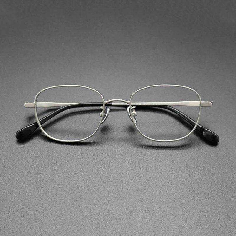 Titanium Blue Square Prescription Eyeglasses | Lightweight Retro Rx Glasses – CINILY UK - silver