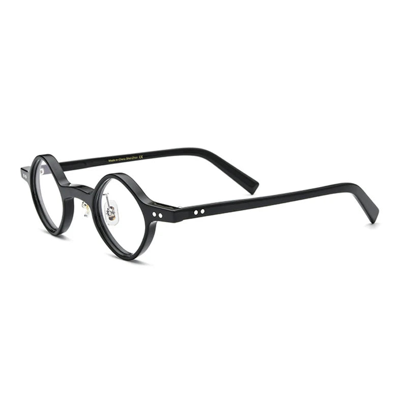 Acetate Patchwork Round Prescription Eyeglasses | Retro Designer Optical Frames – CINILY UK - Black