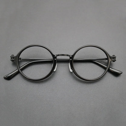 Titanium Acetate Round Prescription Eyeglasses | Retro Optical Frame for Rx Lenses – CINILY UK front view