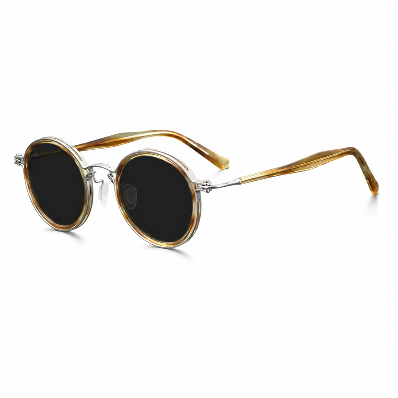 Vintage Round Polarised Sunglasses UV400 with Titanium Detail side view