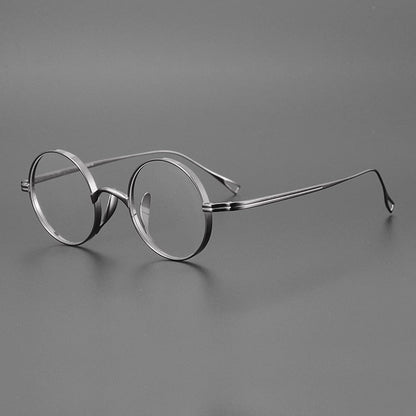 Japanese Handmade Pure Titanium Retro Round Prescription Glasses Frame temple detail