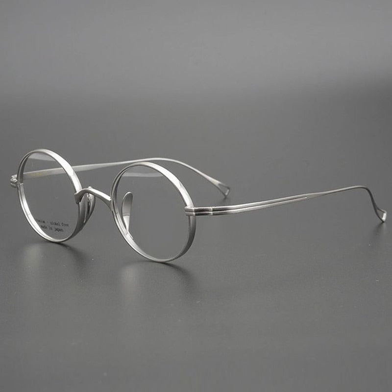 Japanese Handmade Pure Titanium Retro Round Prescription Glasses Frame side view