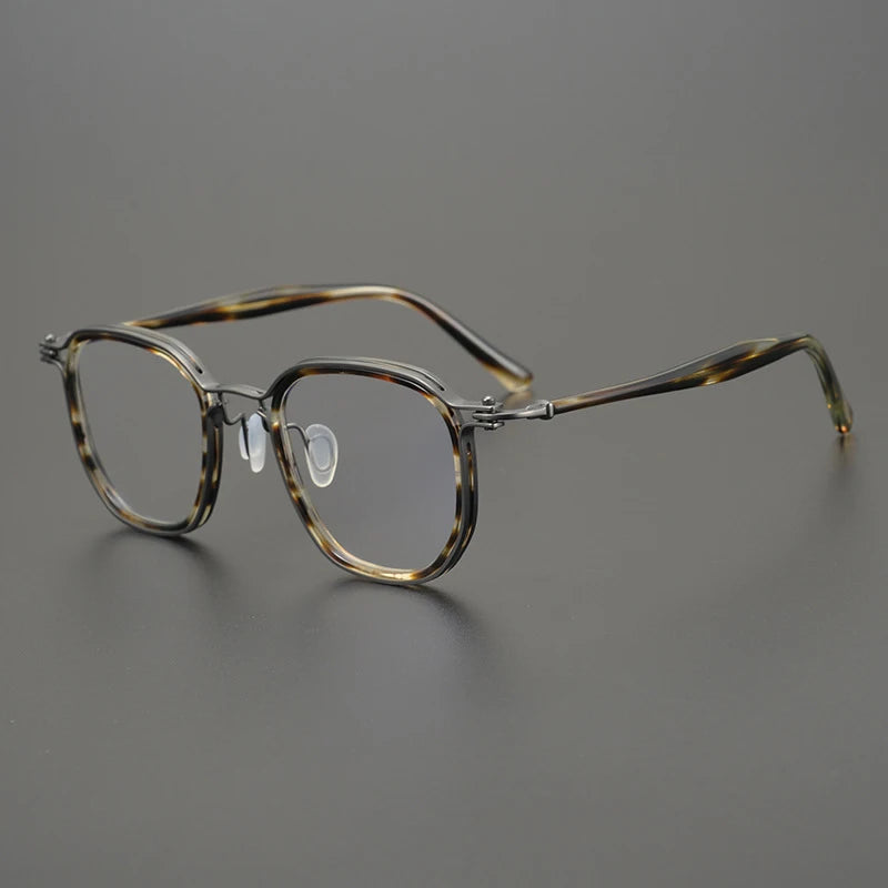 Titanium Acetate Patchwork Square Prescription Eyeglasses | Retro Optical Frame for Rx Lenses – CINILY UK - Tortoise