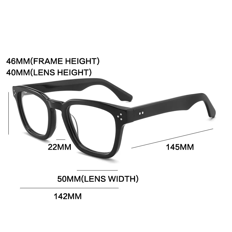 Vintage Handmade Square Acetate Glasses Frame Lightweight lens detail