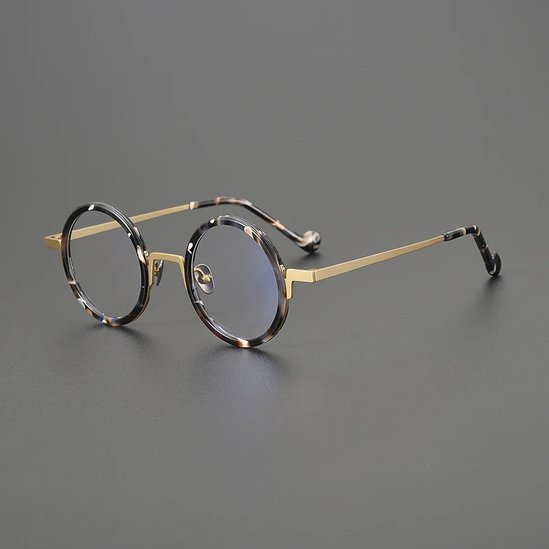 Titanium Amber Round Prescription Eyeglasses | Ultra-Light Optical Frame for Rx Lenses – CINILY UK - Gold