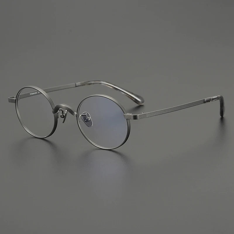 Titanium Antique Round Prescription Eyeglasses | Lightweight Optical Frame for Rx Lenses – CINILY UK - GUNMETAL