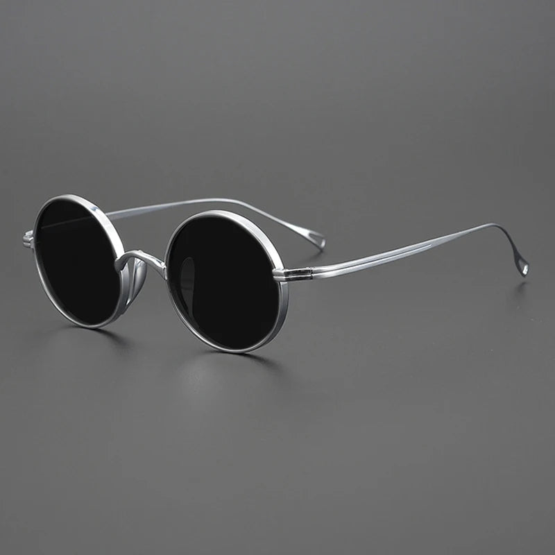 Ultra-Light Pure Titanium Polarised Vintage Small Round Sunglasses - silver