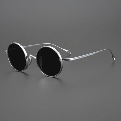 Ultra-Light Pure Titanium Polarised Vintage Small Round Sunglasses additional product view