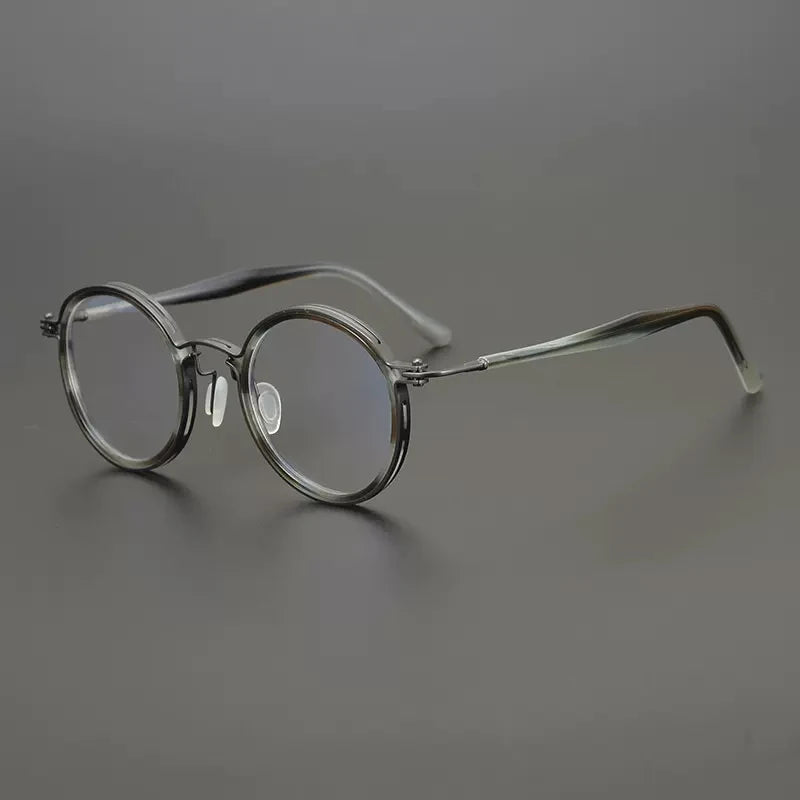 Ultra-Light Pure Titanium Vintage Round Optical Glasses Frame - C1