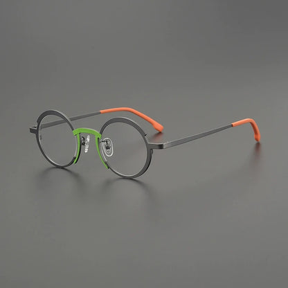 Titanium Colour-Block Round Prescription Eyeglasses | Lightweight Designer Rx Glasses – CINILY UK frame detail