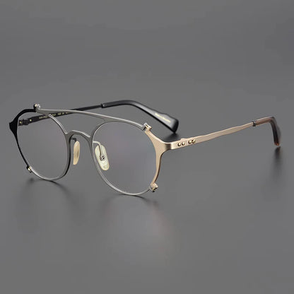 Japanese Titanium Browline Pilot Prescription Eyeglasses | Retro Optical Frame for Rx Lenses – CINILY UK frame detail