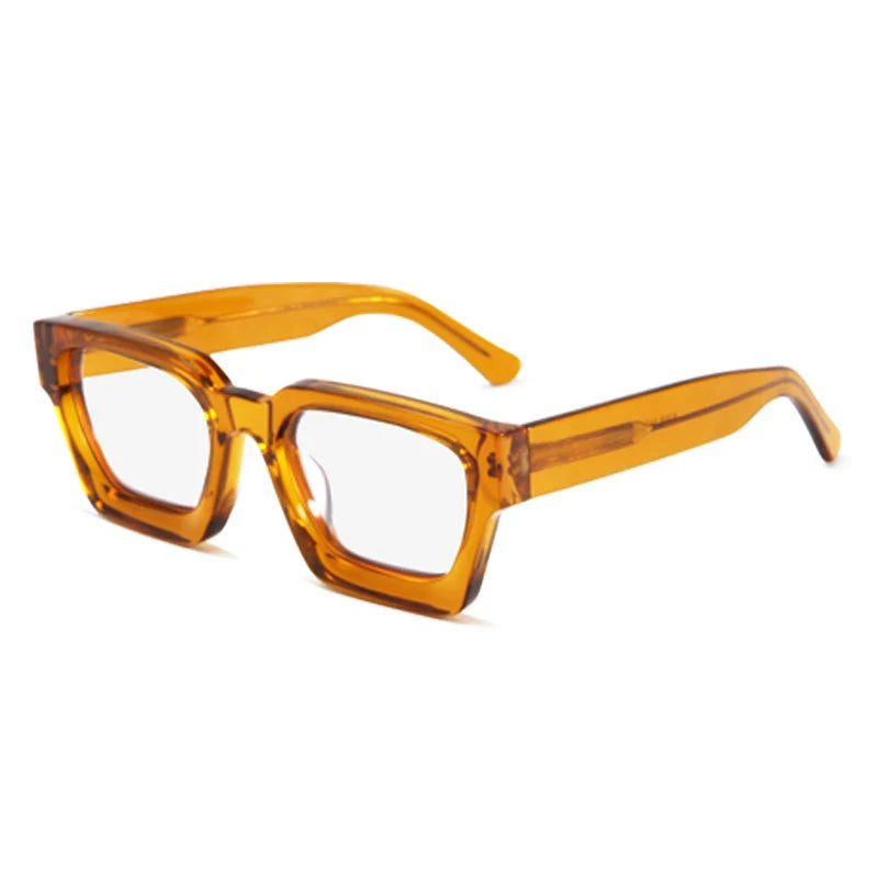 Vintage Thick Acetate Square Glasses Frame | Unisex - Orange