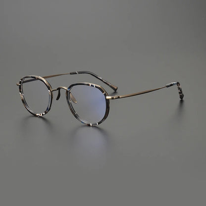 Titanium Olive Crystal Round Prescription Eyeglasses | Handmade Optical Frame for Rx Lenses – CINILY UK frame detail