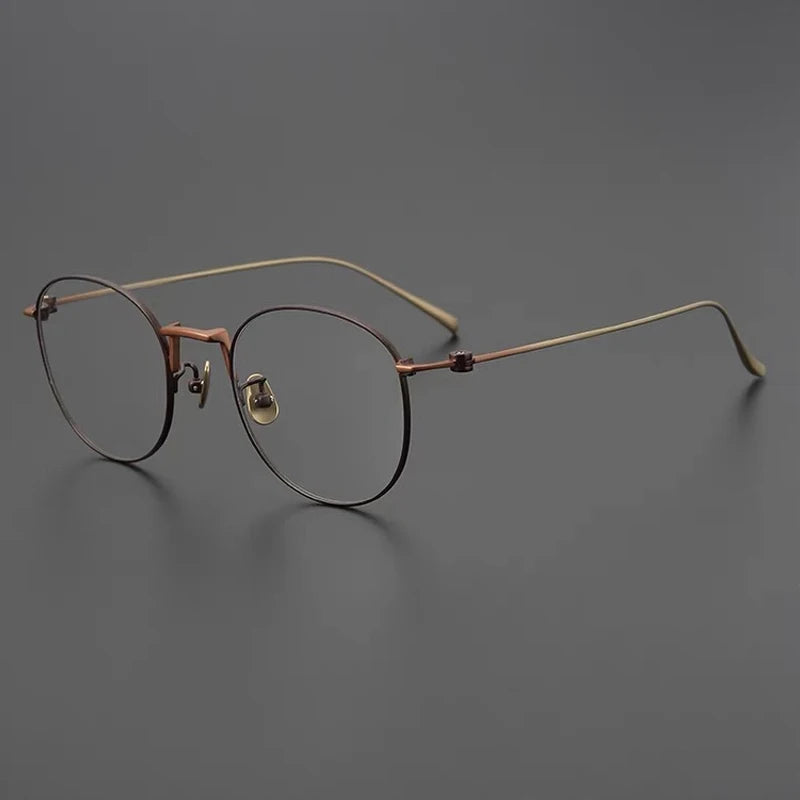 Titanium Wire Round Prescription Eyeglasses | Ultra-Light Optical Frame for Rx Lenses – CINILY UK - Brown