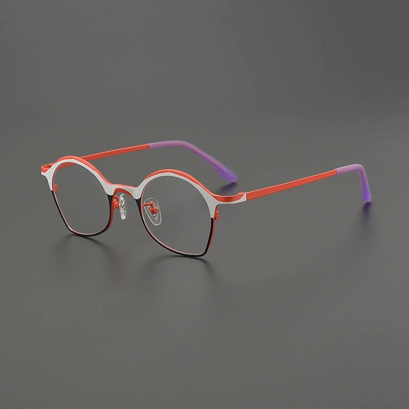 Titanium Matte Panto Prescription Eyeglasses | Ultra-Light Optical Frame for Rx Lenses – CINILY UK - Red