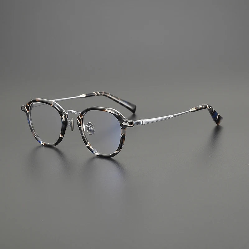 Titanium Marbled Round Prescription Eyeglasses