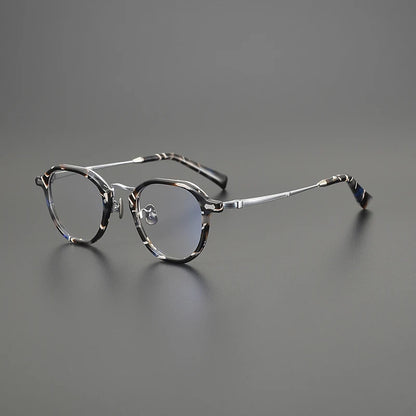 Titanium Marbled Round Prescription Eyeglasses | Ultra-Light Designer Rx Glasses – CINILY UK frame detail