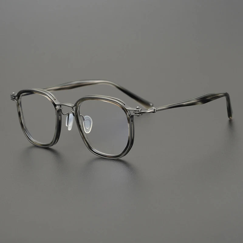 Titanium Acetate Patchwork Square Prescription Eyeglasses | Retro Optical Frame for Rx Lenses – CINILY UK - Gray