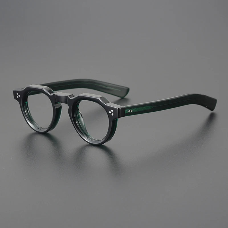 Vintage Small Round Acetate Glasses Frame | Prescription-Ready lens detail