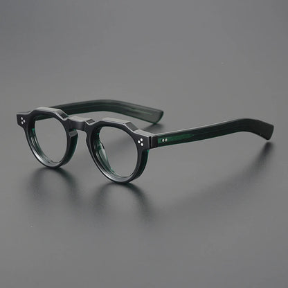 Vintage Small Round Acetate Glasses Frame | Prescription-Ready lens detail