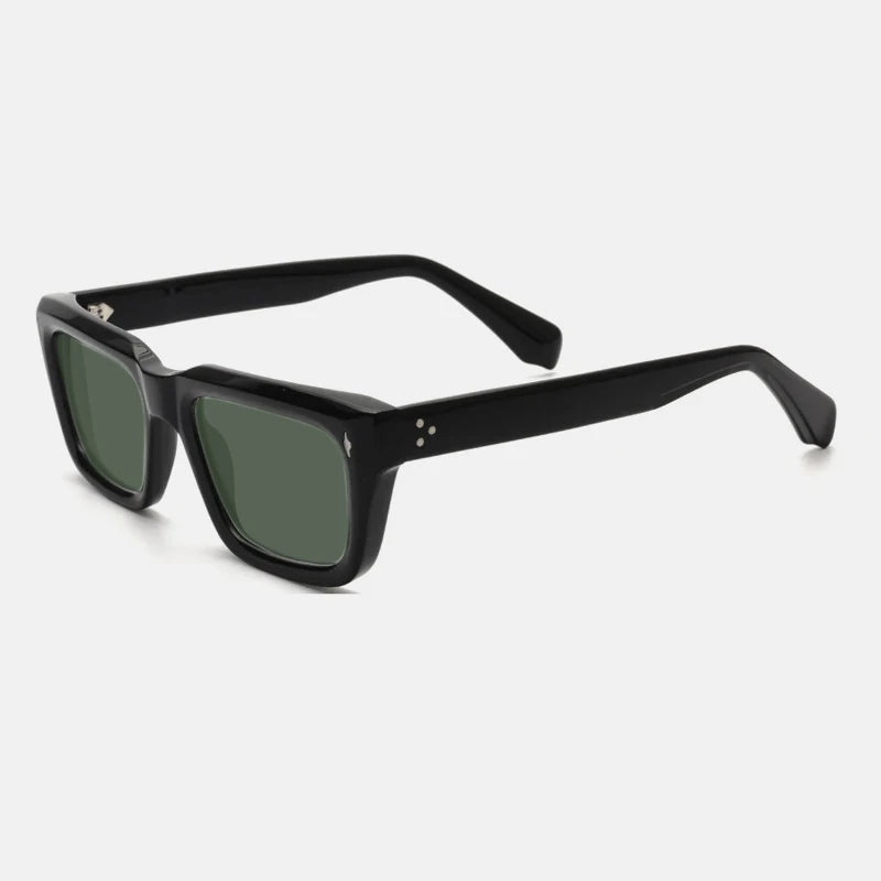 Vintage Thick Acetate Polarised Sunglasses | UV400 | Retro Square - Black