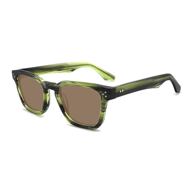 Crystal Green Polarized UV400 Sunglasses | Retro Acetate Designer Shades – CINILY UK - Green