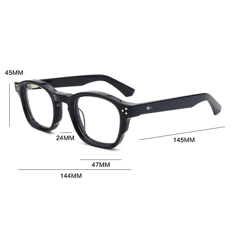 Vintage Thick Acetate Square Eyeglasses Frame | Handmade lens detail