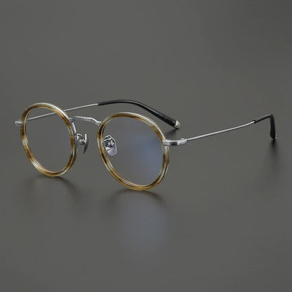 Titanium Tortoise Round Prescription Eyeglasses | Handmade Optical Frame for Rx Lenses – CINILY UK front view