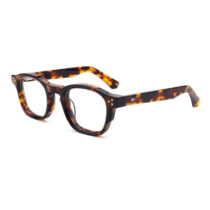 Vintage Thick Acetate Square Eyeglasses Frame | Handmade temple detail