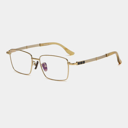 Titanium Wood-Accent Square Eyeglasses