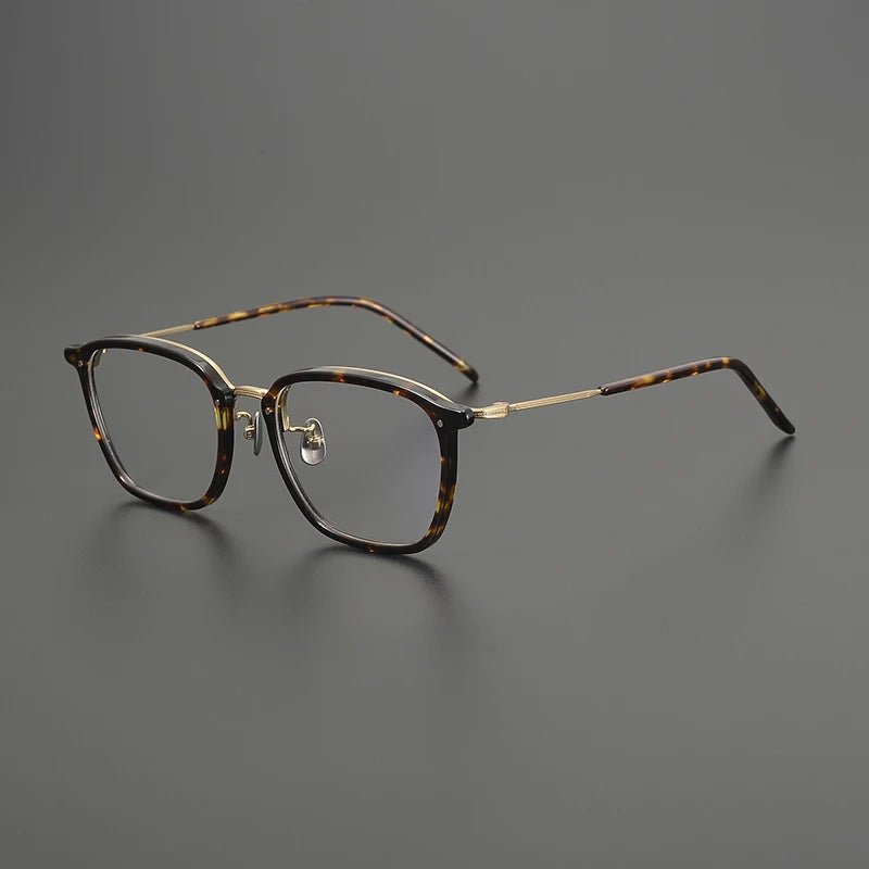 Titanium Geometric Square Prescription Eyeglasses | Ultra-Light Designer Rx Glasses – CINILY UK - Tortoise