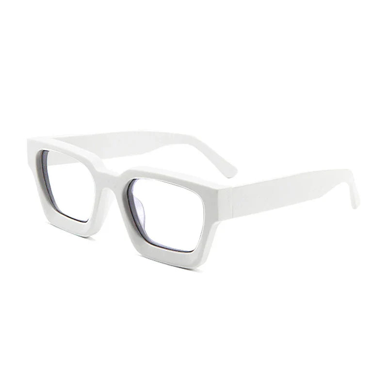 Vintage Thick Acetate Square Glasses Frame | Unisex - White