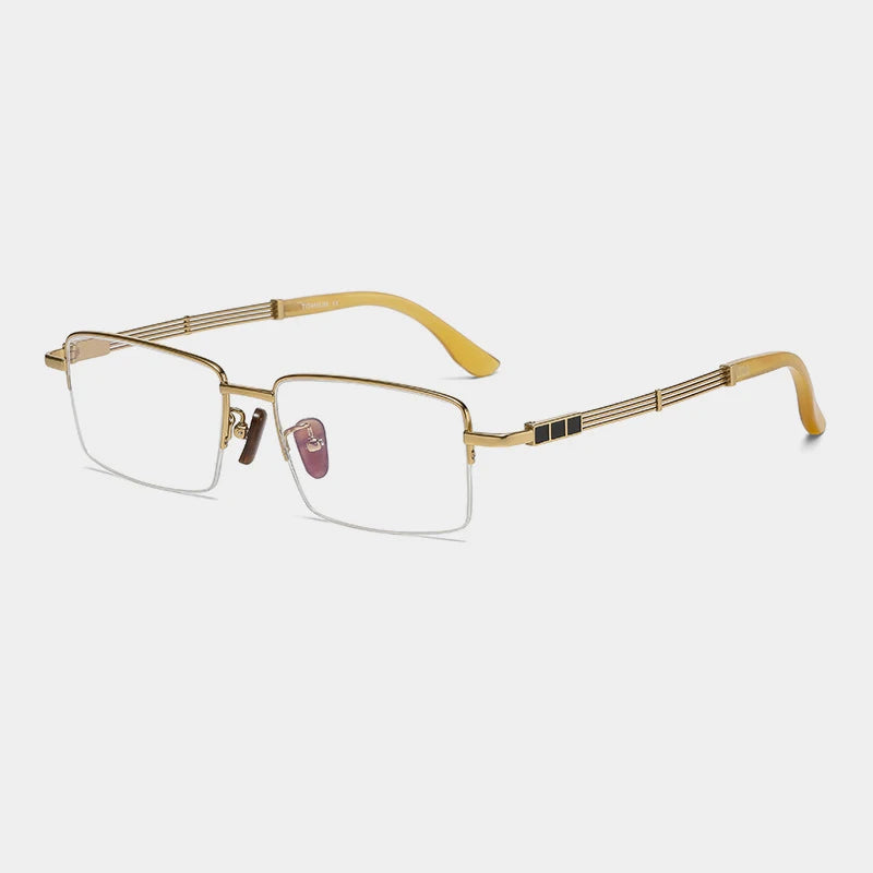 Titanium Horn-Accent Square Eyeglasses