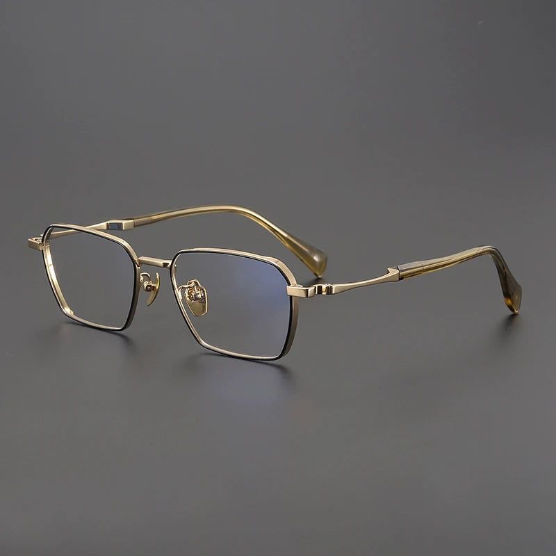 Large Titanium Square Prescription Eyeglasses | Lightweight Optical Frame for Rx Lenses – CINILY UK - Gold