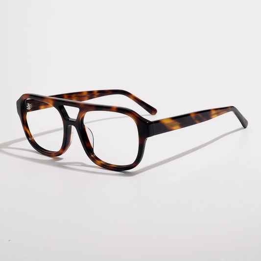 Acetate Tortoise Double-Bridge Pilot Prescription Eyeglasses