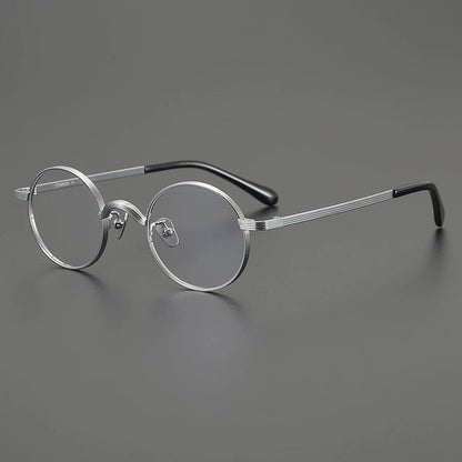 Titanium Antique Round Prescription Eyeglasses | Lightweight Optical Frame for Rx Lenses – CINILY UK side view