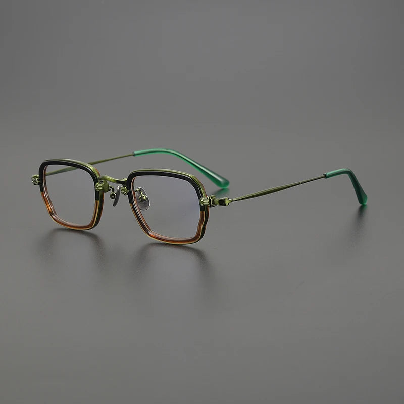 Titanium Acetate Two-Tone Square Prescription Eyeglasses | Lightweight Designer Rx Glasses – CINILY UK - Green